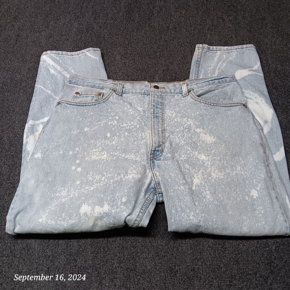 Vintage‎ Levi 550 Jeans Men 40x30 Bleach Streaked Splattered Pants Streetwear